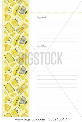 Cooking Bookl With  Hand Draw Pattern Of Utensil  For Kitchen