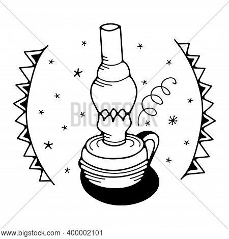 Vector Illustration With A Lamp. Isolated On A White Background. Cute Doodle Illustrations.
