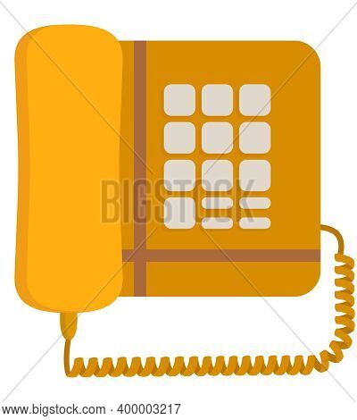 Old Push-button Telephone. Outdated Equipment In Cartoon Style.