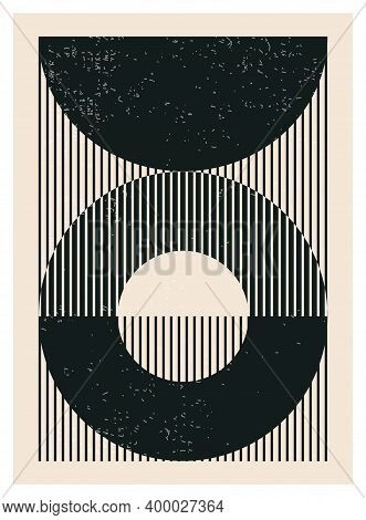 Minimal 20s Geometric Design Poster, Vector Template With Primitive Shapes