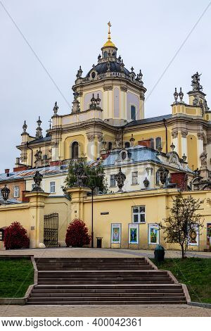 Lviv, Ukraine - October 24, 2020: Cathedral Of St. George In The Baroque-rococo Style, Located In Th