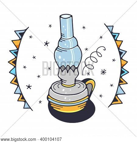 Cute Illustration With A Kerosene Lamp. Isolated On A White Background. Vector Doodle Illustrations.
