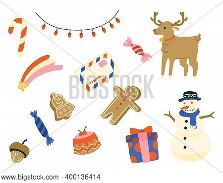Christmas Decoration Flat Design Illustration Vector Sets