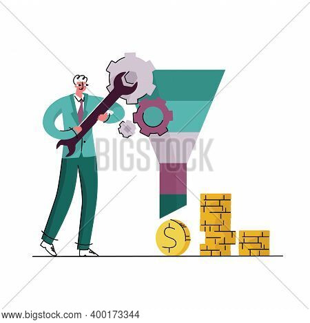 Vector Illustration Concept Cro, Startup, Attracting Buyers, Client, Increasing Sales, Advertising, 