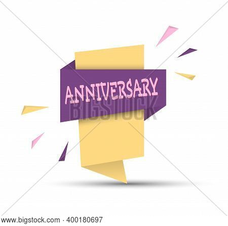Colorful Banner With The Word Anniversary. Simple Stock Vector Illustration