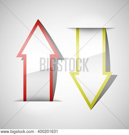 Two Curved Arrow. 2 Direction Banner Shape. Trend Form