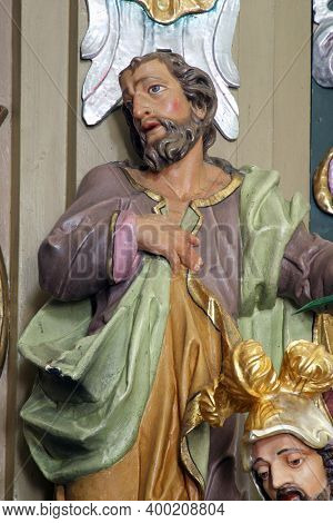 SVETI PETAR MREZNICKI, CROATIA - JULY 14, 2013: Statue of the Saint on the altar of Our Lady of Sorrows in the parish church of St. Peter in Sveti Petar Mreznicki, Croatia