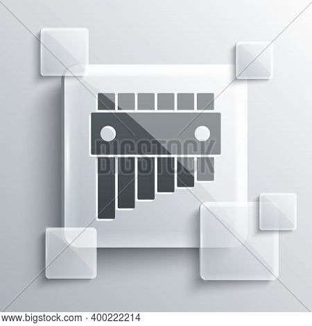 Grey Pan Flute Icon Isolated On Grey Background. Traditional Peruvian Musical Instrument. Folk Instr