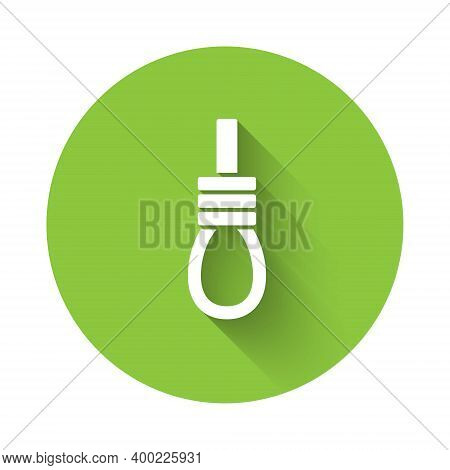 White Gallows Rope Loop Hanging Icon Isolated With Long Shadow. Rope Tied Into Noose. Suicide, Hangi