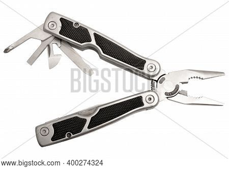 Stanless Steel Folded Multi Tool Isolated On White Background