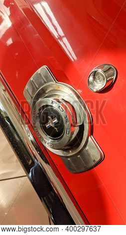 Bordeaux , Aquitaine  France - 12 15 2020 : Ford Mustang Logo And Text Sign On Rear Back Of Vintage 