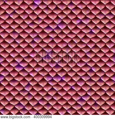 Seamless Texture Of Reflecting Metallic Dragon Scales. Reptile Skin Pattern. Fish Scales Texture. Sh
