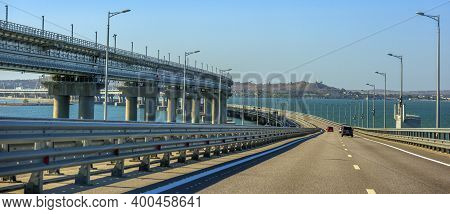 The Navigable Arch Of The Crimean Bridge. Arch Of The Highway And Railway Section Of The Crimean Bri