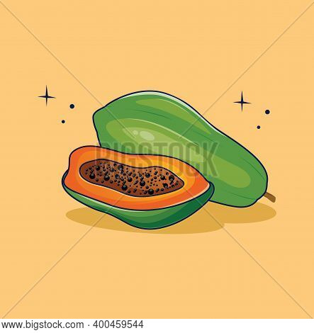 Papaya Flat Design Fruit Icon Stock Illustration