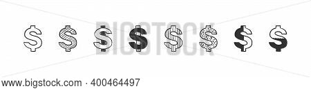 Dollar Icons Set. Doodle Dollar. Hand Drawn Icon Dollar Isolated On White Background. Trendy Design.