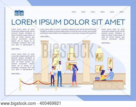 Classic Art Gallery Presentation. Museum With Painting Artwork Exhibition Informative Landing Page D