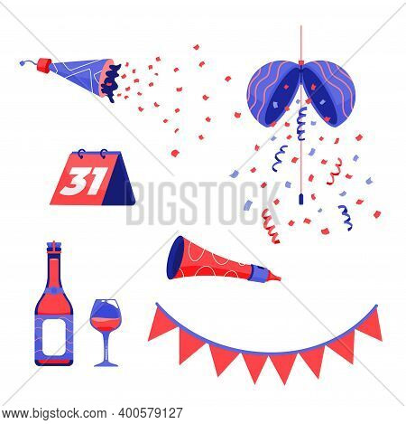 New Year Set Vector Illustration Flat Design