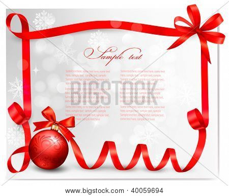 Urlaub-Hintergrund mit Christmas Ball mit roten Riboon. Vektor-Illustration.