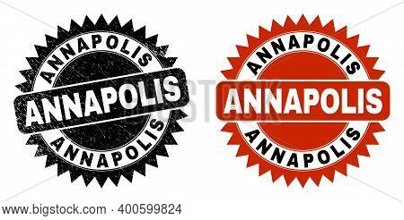 Black Rosette Annapolis Watermark. Flat Vector Textured Watermark With Annapolis Phrase Inside Sharp