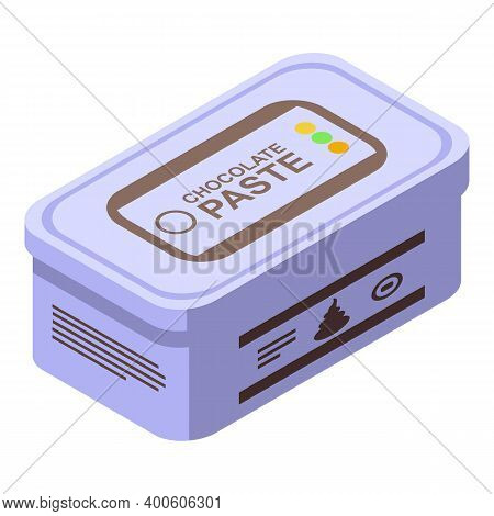Chocolate Paste Box Icon. Isometric Of Chocolate Paste Box Vector Icon For Web Design Isolated On Wh