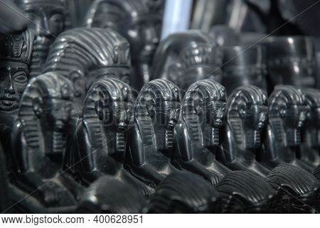 13,01,2009 Egypt, Hurghada. Close Up Old Egyptian Pharaoh Statues (souvenirs)