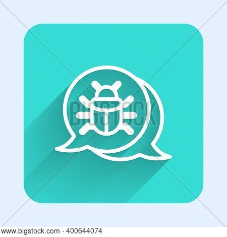 White Line System Bug Concept Icon Isolated With Long Shadow. Code Bug Concept. Bug In The System. B