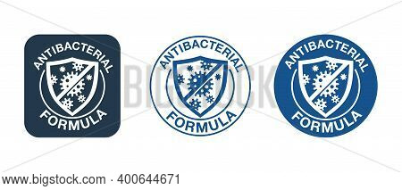 Antiviral Antibacterial Coronavirus Formula Vector Shield Icon. Stop Sign, Health Protection, Hand S