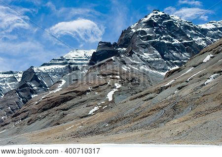 Mountains Of The Himalayas, Young Beautiful High Mountains Of Tibet.