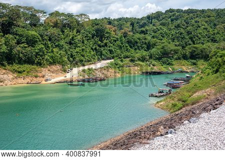 Beautiful Of Ratchaprapa Choew Lan Dam Reservoir Water In Surat Thani, Thailand