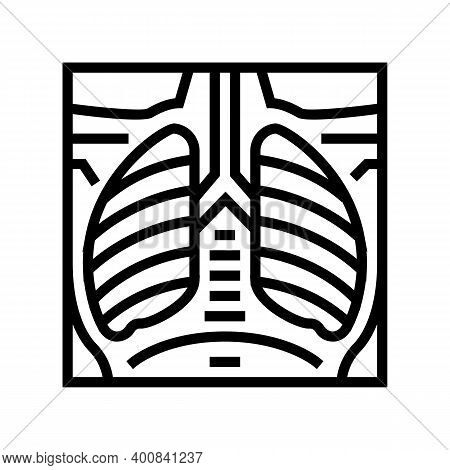 Lungs X-ray Line Icon Vector. Lungs X-ray Sign. Isolated Contour Symbol Black Illustration
