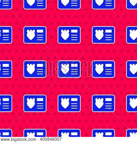 Blue Police Badge With Id Case Icon Isolated Seamless Pattern On Red Background. Vector