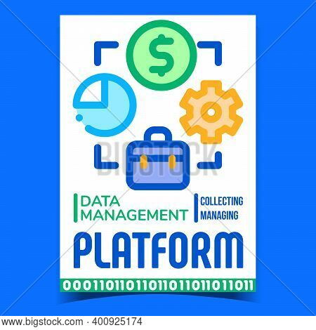 Data Management Platform Promotion Banner Vector. Data Collecting And Managing Software Advertising 