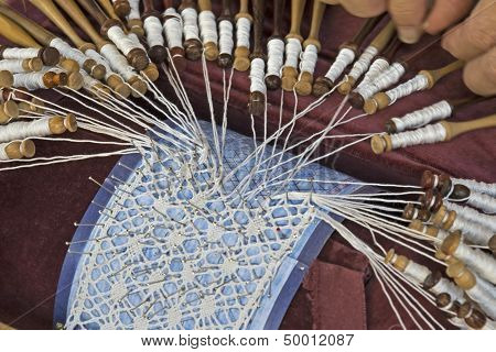 Lace Weaving With Bobbins