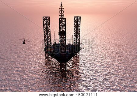 Oil production in the evening sky.