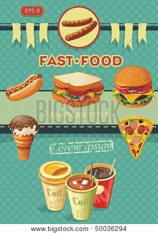 Creative Template with fast food concept. Vector illustration