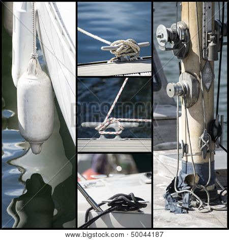 Detail Shot Collage Of Yacht Sailboats