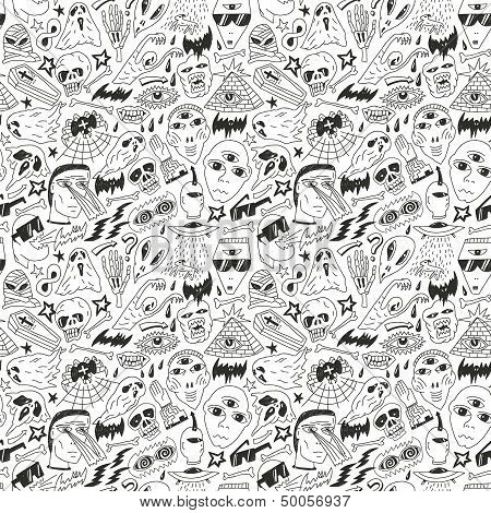 Halloween , evil , monsters - seamless background