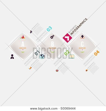 Modern infographic template for business design with ribbons. Can be used for banners, cards, paper designs, website layouts, diagrams and presentations. Vector eps10 illustration.