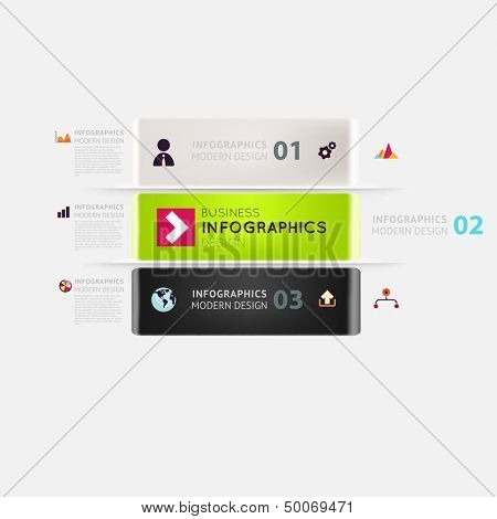 Modern infographic template for business design with ribbons. Can be used for banners, cards, paper designs, website layouts, diagrams and presentations. Vector eps10 illustration.