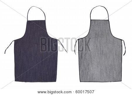 Kitchen blue apron. Front and back view