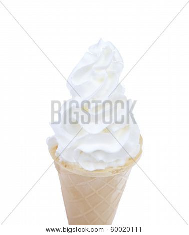 White ice creame in cone.