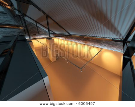 空の空白のギャラリー展示インテリア工場