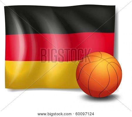 Illustration of the flag of Germany with a ball on a white background