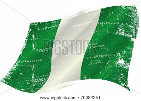 waving nigerian grunge flag. flag of  Nigeria in the wind with a texture