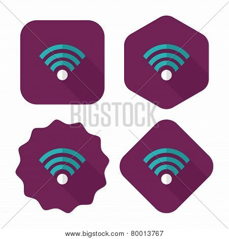 Wireless Wifi Flat Icon With Long Shadow