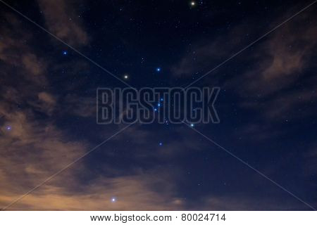 Night cloudy and starry sky