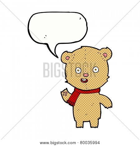 cartoon waving bear cub