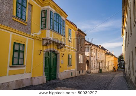 Old Street View In Szekesfehervar Old Town, Hungary.