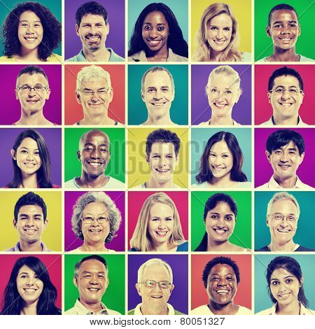 Protrait of Group Diversity People Community Happiness Concept