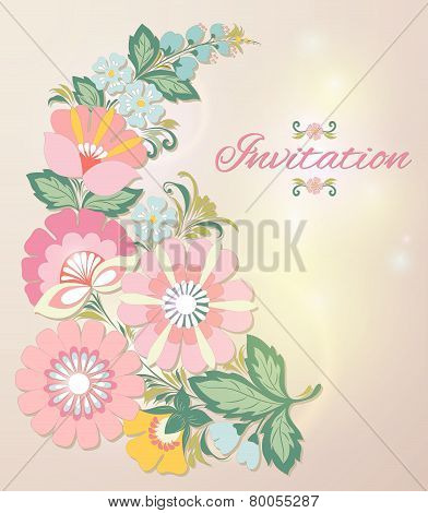 Beautiful Floral Invitation Card. Eps10